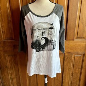 Hot Topic Women's Nightmare Before Christmas Shirt Top Size 2XL 3/4 Sleeves NEW